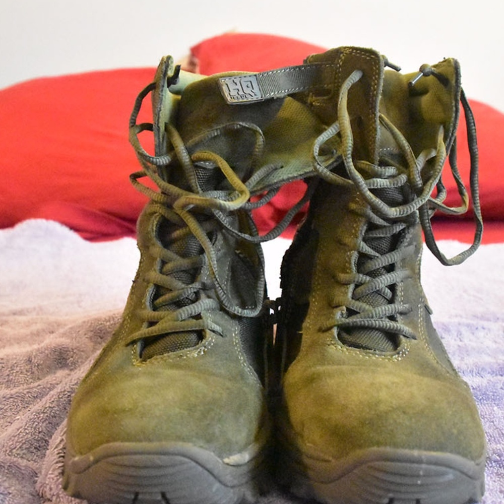 Sage Green Combat Boots w/Side Zipper